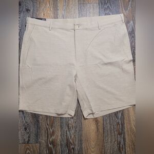Greg Norman Mens Size 44 Performance Short Tan Khaki Chino Flat Front